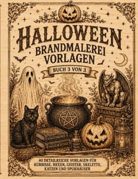 Halloween Brandmalerei Vorlagen: Vorlagebuch 3 von 3 Halloween Motive zum Abpausen, Übertragen und Brandmalen auf Holz Pyrographie Vorlagen für Kürbis cover