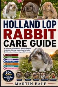 Holland Lop Rabbit Care Guide: A Beginner's Handbook to Housing, Feeding, Grooming, Training, Health Care, Behavior, Enrichment, and Lifelong Responsi cover