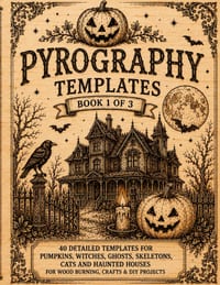 Pyrography Templates Halloween: Book 1 of 3 Tracing Templates for Pyrography and Wood Burning Halloween Patterns Featuring Pumpkins, Witches, Ghosts, cover