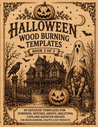 Halloween Wood Burning Patterns: Book 3 of 3 Tracing Templates for Pyrography and Wood Burning Halloween Patterns Featuring Pumpkins, Witches, Ghosts, cover