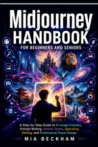 Updated Midjourney Handbook for Beginners and Seniors: A Step-by-Step Guide to AI Image Creation, Prompt Writing, Artistic Styles, Upscaling, Editing, cover