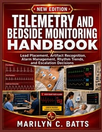 Telemetry and Bedside Monitoring Handbook: Lead Placement, Artifact Recognition, Alarm Management, Rhythm Trends, and Escalation Decisions cover