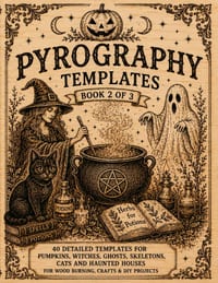 Wood Burning Patterns: Book 2 of 3 Tracing Templates for Pyrography and Wood Burning Halloween Patterns Featuring Pumpkins, Witches, Ghosts, Skeletons cover