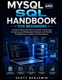 MySQL and SQL Handbook for Beginners: A Clear Step by Step Practical Guide to Querying, Designing, and Managing Databases with MySQL for Beginners, An cover