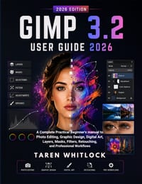 GIMP 3.2 User Guide 2026: A Complete Practical Beginner's Manual to Photo Editing, Graphic Design, Digital Art, Layers, Masks, Filters, Retouching, an cover