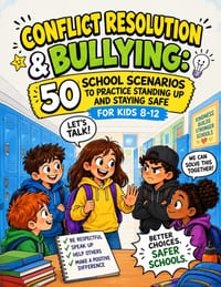 Conflict Resolution & Bullying: 50 School Scenarios to Practice Standing Up and Staying Safe for Kids 8-12 cover