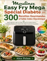 Moulinex Easy Fry Mega Spécial Diabète - 300 Recettes Gourmandes à Faible Index Glycémique: Petits-déjeuners, plats du monde, desserts et recettes exp cover