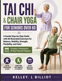 Tai CHI & Chair Yoga for Seniors Over 60: A Gentle Step-by-Step Guide with 60 Illustrated Exercises for Balance, Mobility, Strength, Flexibility, and cover