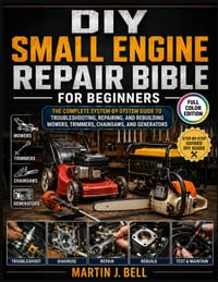 DIY Small Engine Repair Bible for Beginners: The Complete System-by-System Guide to Troubleshooting, Repairing, and Rebuilding Mowers, Trimmers, Chain cover