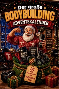 Der große Bodybuilding-Adventskalender: 24 Türchen für alle, die im Dezember trotzdem trainieren: Das große Protein-Adventskalenderbuch cover