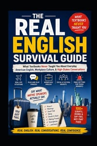 The Real English Survival Guide: What Textbooks Never Taught You About Everyday American English, Workplace Culture & High-Stakes Conversations cover