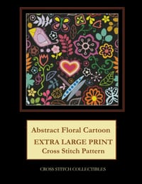 Abstract Floral Cartoon: Extra Large Print Cross Stitch Pattern cover