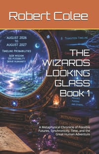 THE WIZARDS LOOKING GLASS Book 1: A Metaphysical Chronicle of Possible Futures, Synchronicity, Time, and the Great Human Adventure cover