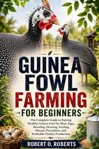 Guinea Fowl Farming for Beginners: The Complete Guide to Raising Healthy Guinea Fowl for Meat, Eggs, Breeding, Housing, Feeding, Disease Prevention, a cover