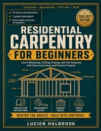 Residential Carpentry for Beginners: Learn Measuring, Cutting, Framing, and Trim Carpentry with Clear Instructions and Practice Projects cover