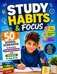 Study Habits & Focus: 50 School Scenarios to Practice Concentration and Success for Kids 8-12 cover