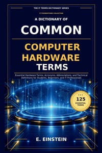 A Dictionary of Common Computer Hardware Terms: Essential Hardware Terms, Acronyms, Abbreviations, and Technical Definitions for Students, Beginners, cover