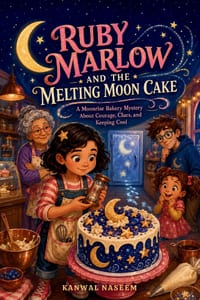 Ruby Marlow and the Melting Moon Cake: A Moonrise Bakery Mystery About Courage, Clues, and Keeping Cool cover
