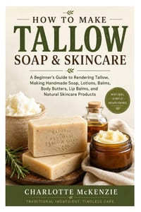 How to Make Tallow Soap & Skincare: A Complete Beginner's Guide to Rendering Tallow, Making Handmade Soap, Lotions, Balms, Body Butters, Lip Balms, an cover