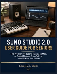 Suno Studio 2.0 User Guide for Seniors: The Premier Producer's Manual to MIDI, AI Sound Design, Stem Editing, Automation, and Export cover