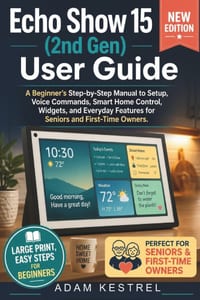 Echo Show 15 (2nd Gen) User Guide: A Beginner's Step-by-Step Manual to Setup, Voice Commands, Smart Home Control, Widgets, and Everyday Features for S cover