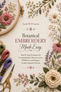 Botanical Embroidery Made Easy: Step-by-Step Techniques for Creating Realistic Flowers, Leaves, Wildflowers and Elegant Garden-Inspired Artwork cover