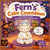 Fern's Calm Countdown: A Grounding Story About Feeling Calm at a Loud Halloween Party, for Kids Ages 4-7 cover