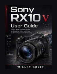 Sony RX10 V User Guide: Covers setup, controls, menus, photography, video, autofocus, customization, and troubleshooting. cover