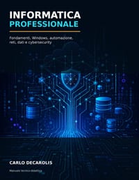 Informatica Professionale: Fondamenti, Windows, automazione, reti, dati e cybersecurity cover