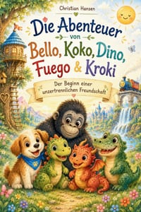Die Abenteuer von Bello, Koko, Dino, Fuego & Kroki: Der Beginn einer unzertrennlichen Freundschaft - Herzerwärmende Abenteuergeschichten zum Vorlesen cover