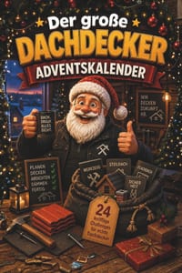Der große Dachdecker-Adventskalender: Buch-Adventskalender mit Knobeleien, Rätseln und Aufgaben als Geschenk für Dachdecker cover