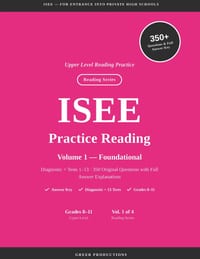 ISEE Practice Reading for High School Entry VOLUME 1 cover