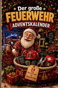 Der große Feuerwehr-Adventskalender: Buch-Adventskalender zum Lesen und Knobeln als Geschenk für Feuerwehrleute cover