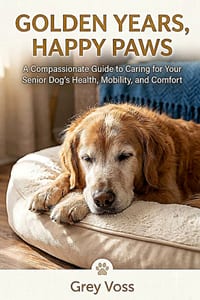 Golden Years, Happy Paws: A Compassionate Guide to Caring for Your Senior Dog's Health, Mobility, and Comfort cover