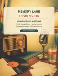 Memory Lane Trivia Nights: 120 Large-Print Nostalgia Questions, Short Stories, and Conversation Starters cover