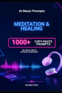 AI Music Prompts Meditation & Healing: 1000+ Copy-Paste Prompts for Suno, Udio & AI Music Generators. cover