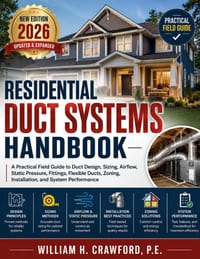 Residential Duct Systems Handbook: A Practical Field Guide to Duct Design, Sizing, Airflow, Static Pressure, Fittings, Flexible Ducts, Zoning, Install cover