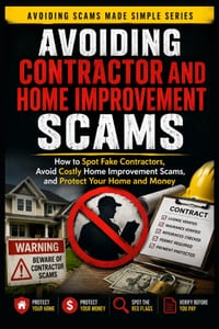 Avoiding Contractor and Home Improvement Scams: How to Spot Fake Contractors, Avoid Costly Home Improvement Scams, and Protect Your Home and Money cover