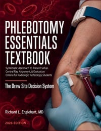 Phlebotomy Essentials Textbook 2026: Systematic Approach to Patient Setup, Central Ray Alignment, & Evaluation Criteria for Radiologic Technology Stud cover