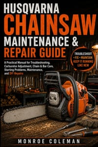 Husqvarna Chainsaw Maintenance & Repair Guide: A Practical Manual for Troubleshooting, Carburetor Adjustment, Chain & Bar Care, Starting Problems, Mai cover