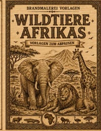 Brandmalerei Vorlagen Wildtiere Afrikas: Detailreiche Tiermotive zum Abpausen, Übertragen und Brandmalen auf Holz Pyrographie Vorlagen mit Elefanten, cover