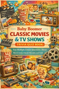 Baby Boomer Classic Movies & TV Shows Trivia Quiz Book: Fun Multiple-Choice Questions About Movie Icons, Classic Sitcoms, and Cult Favorites cover