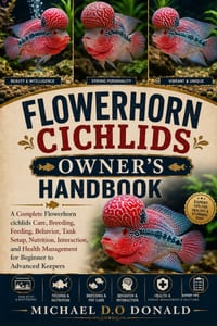 Flowerhorn Cichlids Owner's Handbook: A Complete Flowerhorn cichlids Care, Breeding, Feeding, Behavior, Tank Setup, Nutrition, Interaction, and Health cover