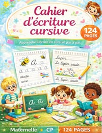 Apprendre à écrire en cursive: lettres, mots, phrases, chiffres, activités ludiques - Cahier d'écriture Maternelle & CP - 124 pages cover