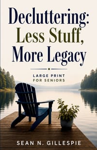 Decluttering: Less Stuff, More Legacy: Large Print for Seniors: A Practical Guide to Downsizing, Organizing Your Home, Preserving Family Memories, and cover