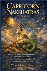 Capricorn Nakshatras Revealed: A Practical Vedic Astrology Guide to Capricorn Nakshatras: Uttara Ashadha, Shravana & Dhanishta for Personality, Love, cover