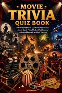 Movie Trivia Quiz Book: 500 Multiple Choice Questions and Fun Facts About Classic Films, Modern Blockbusters, Hollywood Legends, and Cult Favorites cover