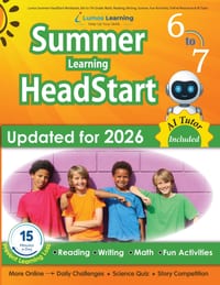 Lumos Summer HeadStart Workbook, 6th to 7th Grade: Math, Reading, Writing, Science, Fun Activities, Online Resources & AI Tutor: A Complete Summer Bri cover