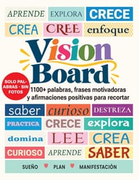 Vision Board, 1100+ palabras, frases motivadoras y afirmaciones positivas para recortar: Libro de collage a todo color, no adhesivo, para sueños, meta cover