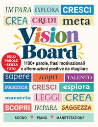 Vision Board, 1100+ parole, frasi motivazionali e affermazioni positive da ritagliare: Libro collage a colori non adesivo per la mappa dei desideri, l cover